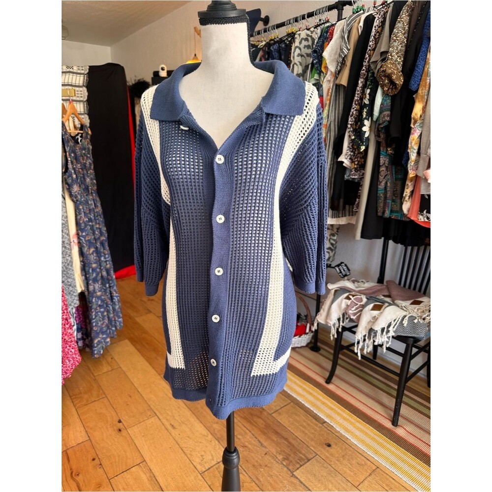 Massive Luxury Edition Colorblock Mesh Knit Duster Cardigan